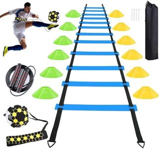 AOPUETRX 20Ft Agility Ladder Training Equipment for Soccer 12 Cones, Solo Soccer Trainer, Jump Rope Speed Football Gifts for boy