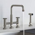 KRAUS Urbix Industrial Bridge Kitchen Faucet with Side Sprayer in Spot Free Stainless Steel, KPF-3125SFS
