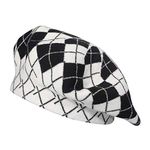 ZLYC Womens French Beret Hat Reversible Knitted Thickened Warm Cap for Ladies Girls (Plaid Black)