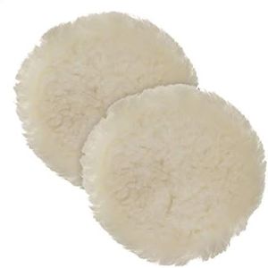 TCP Global 6" Natural Wool 1" Pile Buffing & Polishing Tie-On Bonnet Pad (Pack of 2)