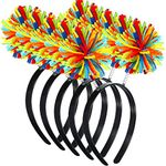 5 Pieces Pom Pom Headband Head Bopper Pom Party Headband for Women Adults Party Accessory (Black and Rainbow)