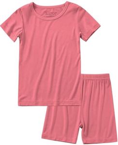 Jimonda Baby Boys Girls Pajama Sets Toddler Sleepwear Cool Jammies 2pcs Viscose from Bamboo PJs Short Sleeved 18M-8Y(Rose Red-3T)