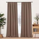 RYB HOME Extra Long Curtains 108 inches Length, Blackout Curtains for Living Room Noise Dampening Privacy Dividers Picture Window Curtain for Dining Room, Mocha, W52 x L108 inches, 2 Pieces