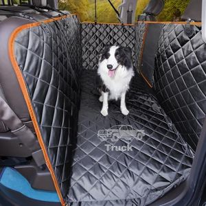 iBuddy Dog Floor Hammock Cover for Truck with Flip Up Rear Seats 100% Waterproof Full Coverage Seat Scratch Proof X-Large Pet Crew Cab Trucks Machine Washable Black