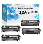 4PK Ultra Toner® Compatible Replacement for HP 12A Q2612A q2612 hp12a Black Toner Cartridge for HP Laserjet 1010 1012 1018 1020 1022 1022n 1022nw 3015 3020 3030 3050 3052 3055 M1319 M1319f (4 Pack)