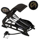 SHIORN SOON Double Cylinder Bike Pump - Portable Floor Air Pump with Pressure Gauge, Smart Valve Head, and Sturdy Design for Easy Bicycle Tire Inflation