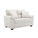 Morden Fort Faux Leather Loveseat Sofas, White Modern Luxury and Comfy Furniture Sleeper Couches for Living Room, Apartment, Office, Reading Room