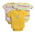 EIO New Born Baby Multi-Color Cotton Sleep Suit Romper Body Jumpsuti Body Suit for Boys and Girls Set of 3 (3-6 Months, Yellow)