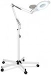 Professional Magnifying Lamp with UV Light, 5X Optical Glass Lens, Adjustable LED Brightness, 360° Swivel Wheels, Extendable Arm, Ideal for Detail Work by Tattoo Artists, Lash Extension Experts