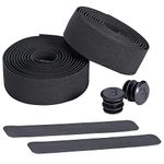 BBB Cycling Bike Handlebar Tape Road Bike I Foam Grip I Includes Handlebar Plugs I RaceRibbon BHT-01, Black