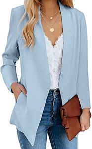 luvamia Women's Casual Long Sleeve Lapel Button Slim Work Office Blazer Jacket Fall Jackets for Women Trendy Dream Blue Size Medium Size 8 Size 10