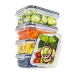 KITCHENACE,Modernise your living,Plastic Containers For Kitchen Storage Set,Kitchen Container Set,Fridge Storage Boxes,Kitchen Organizer Items And Storage Box For Kitchen,Snap-Seal(4-Pc)840Ml,Black