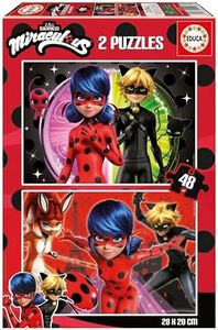 Educa - Miraculous Ladybug | Ensemble de 2 Puzzles pour Enfants avec 48 pièces. Mesure: 28 x 20 cm. Recommandé de 4 Ans (19968)