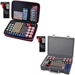 2 Pcs Battery Organizer Holder- Batteries Storage Containers Box Case with Tester Checker BT-168. Garage Organization Holds 225 Batteries AA AAA C D Cell 9V 3V Lithium LR44 CR2 CR1632 CR2032