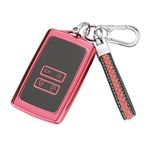 TPU Cover Shell for Renault 4 Buttons Car Key Fob,Keyless Smart Card Case Holder Fit to Clio/Megane/Kadjar/Captur/Dacia Duster，with Keychain - Red