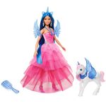 Barbie Unicorn Toy, 65th Anniversary Commemorative Doll with Blue Hair, Pink Gown and Accessories Like Sapphire Wings and Pet Alicorn