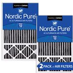 Nordic Pure 16x25x5HPM12C-2 Honeywell Replacement Pleated MERV 12 Plus Carbon Filter (2 Pack), 16x25x5"