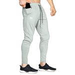 BROKIG Mens Lightweight Tracksuit Bottoms Elastic Sports Trousers Gym Running Joggers(Light Gray,Medium)