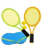 Kids Tennis Racket with Bag 2 Plastic Racquet Include 2 Foam Ball Children Tennis Racquets Gift Set for Toddler Children Outdoor Indoor Sports Game