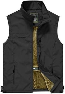 Flygo Men's Casual Lightweight Outdoor Travel Fishing Hunting Vest Jacket with Pockets, 02 Black, X-Large