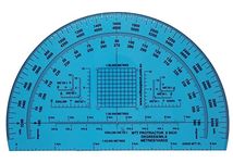 MTT PL RA 9IN Protractor with Degrees and mils, Graduated in Meters and Yards for Angle Measurements and map Plotting for Outdoor Navigation with map and Compass, Hiking, Orienteering and Survival.