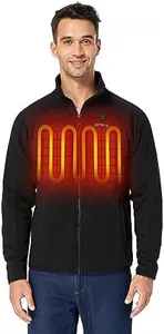 ORORO Men's Heated Fleece Jacket Full Zip with Battery Pack (Black, L)