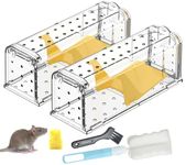 2 Pack Humane Mouse Traps for Indoors No Kill Live Catch,Pets and Children Friendly Mouse Trap Mice Release Mouse,Washable Reusable Outdoors Rat Traps with Cleaning Brush,Field Mouse Rodent Control