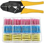 Mengshen Wire Terminals Crimping Tool Kit, Ratcheting Crimper Pliers AWG 22-10 with 200PCS Insulated Heat Shrink Wire Connectors Terminals Butt Splice