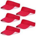 Rbenxia 5 Pieces of Adjustable Sport Visors Sun Visor Hats Cap Visors for Women and Men (Red)