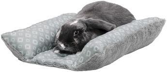 FurHaven Cuddle Loaf Pet Bed, for Small Dogs, Cats, and Rabbits, Washable w/Removable Bolsters - Plush & Diamond Print - Gray, Small