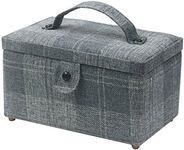 D&D Sewing Kit Basket - Sewing Basket Organizer for Needles, Thread, Tape Measure, Thimbles and other Sewing Supplies Storage (Dark Gray, Medium)