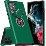 KRAFTCARE for Samsung S22 Ultra Case with Kickstand Ring, Upgrade Shockproof and Anti Scratch 360° Magnetic Ring Holder Stand Protective Phone Case Cover for Samsung Galaxy S22 Ultra - Dark Green