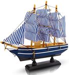 Linquard Collection Store Wooden Beautiful Ship Antique Lucky Decorative Wooden Sailing Ship Showpiece Office Home Decoration Business Gifts (Antique Wood, Multi Color, Size:- 18 cm Hight)