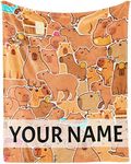 Custom Blanket with Name for Kids, Aldults - Soft, Fuzzy & Cozy - 50"x60" Throw Size Blankets for Sofa, Work - Brown Cute Warm Throw Blankets Gifts