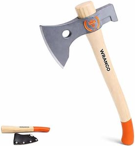 Wrangler Tools Titanium Camping Axe - 18" Wood Handle with Hammer End Hachet - Dual-Use Axe with Sheath and 2 Handles - Camping Gear & Outdoor Tools for Survival, Wood Splitting, Chopping & Hiking