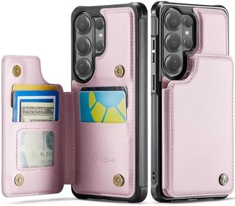 Vinich for Samsung Galaxy S26 Ultra Wallet Case with Card Holder, RFID Blocking Credit Slots Kickstand Shockproof Phone Cover for Women Men, Pink