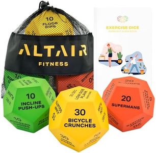 Altair Fitness Workout Dice 12 Sided Foam Exercise Dice with Illustration Guide & Carrying Bag (Set of 3 Dice) - Bodyweight Home Gym Workout for Cardio, Crossfit, HIIT, Strength Training