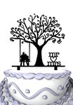 Meijiafei Wedding Cake Topper - Groom and Bride Together Under the Tree Silhouette with Script Mr & Mrs Party Decoration