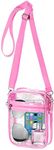 WJCD Clear Bag For Stadium Events PVC Concert Clear Tote Bag Stadium Approved For Women Clear Stadium Bag,with Front Pocket (Pink)