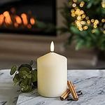 Festive Lights 12.7cm Battery Operated Authentic Flame Flickering Effect LED Candle - Traditional Cream Real Wax with Realistic Black Wick - 3 Sizes (Ivory Chapel, Small)