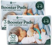 Naturally Nature Overnight Diaper Booster Pads, Stops Overnight Diapers from Leaking, Diaper Liners for Toddler Overnight Diapers, Adhesive Diaper Pad for Girls, Boys, 64 ct. (2 Packs of 32)