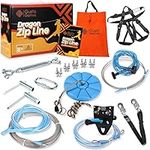 Gusto Games Zipline Kit for Backyard for Kids and Adults - 110ft Cable with Harness for Extra Safety