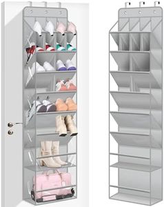 MISSLO Clear Over the Door Shoe Organizer Large Deep Pockets Hanging Shoe Rack for Closet Fit 20 Pairs Shoe Holder for Sneakers Boots Storage，Grey