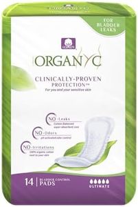 Organyc Certified Organic Cotton Pads for Incontinence, Certified Odor Control, Free from Perfumes, Dyes, Plastics, and Chemicals, FSA/HSA Eligible, Ultimate Flow, 14 Count(Pack of 4)