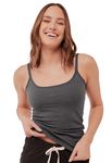 Pact Women's Cotton Camisole Tank Top with Built-in Shelf Bra Shirt, Charcoal Heather, Small