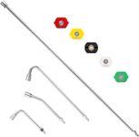 M MINGLE Pressure Washer Extension Wand - 60" Upgrade Power Washer Lance - Pressure Washer Accessories with 5 Nozzle Tips - 30°/90°/120° Curved Rod, 1/4" Quick Connect