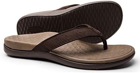 Plantar Fasciitis Feet Sandal with Arch Support - Best Orthotic flip Flops for Flat Feet，Heel Pain- for Women (8 M US, Brown)