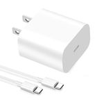 20W USB C Fast Charger for iPhone 16/16 Plus/16 Pro/16 Pro Max/15/15 Pro Max, iPad Pro 12.9, iPad Air, Samsung Galaxy S24 S23 S22 S21 A55 A54, PD Wall Charger with 6.6FT USB C to C Charging Cable