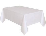 Solid White Rectangular Plastic Table Cover (137cm x 274cm) 1 Count - Elegant & Durable Tablecloth for Parties, Events, and Home Use