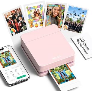 Nelko Photo Printer, PP01 Color Mini Portable Printer, Instant Smartphone Inkjet Printer, Sticky-Back Rechargeable Portable Picture Printer for iOS & Android, for Christmas Family, Pink